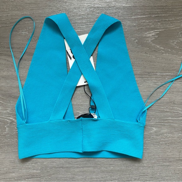 3 piece Matching Set - Ribbed Blue Cardigan Midi Pencil Skirt Crop Top - Picture 13 of 16